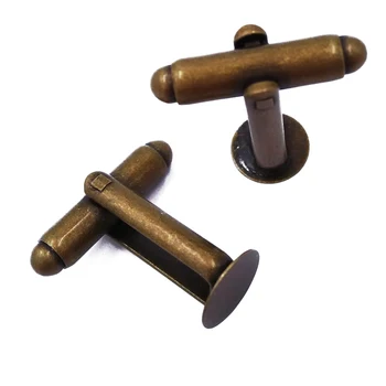 Antik Bronze Bezel Manchetknapper Tomme Cuff link Blanke Manchetknapper med Runde, Flade 6mm 8mm 10mm 12mm 15mm Lim Pad CL035