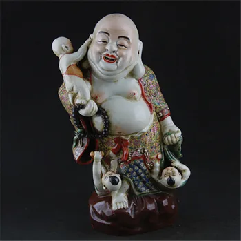Antikke Chinease QingDynasty porcelæn statue,Pastel Buddha skulptur #9,Kunsthåndværk,bedste samling&pynt, Gratis fragt