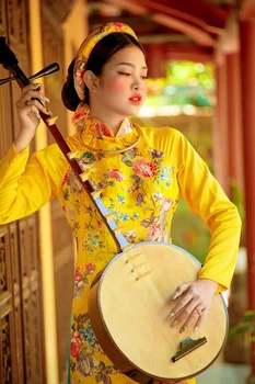 Aodai vietnam tøj cheongsam aodai vietnam kjole traditionelt vietnamesisk kjole lange ærmer cheongsam moderne plus size