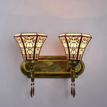 Arabisk Stil Art Soveværelse Sengen Væglampe Farvet Glas Retro Bar Midtergangen Dobbelt Krystal Lampe