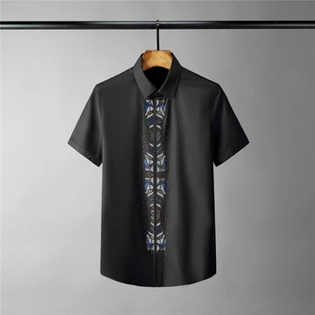 Azazel Mænd Shirt Luksus Stolpe Diamant Kortærmet Herre-Shirts Mode Bomuld Kortærmet Herre Skjorter Part Shirt Mand