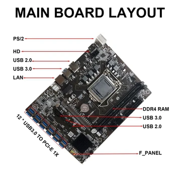 B250C BTC Miner Bundkort med G3920 eller G3930 CPU+4 gb DDR4 2666MHZ RAM+SATA Kabel 12XPCIE til USB3.0-Kort Slot LGA1151 for BTC