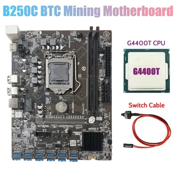 B250C Miner Bundkort med G4400T CPU+Skift Kabel-12 PCIE-til USB3.0 GPU Slot LGA1151 Pin Støtte DDR4 for BTC-Mining