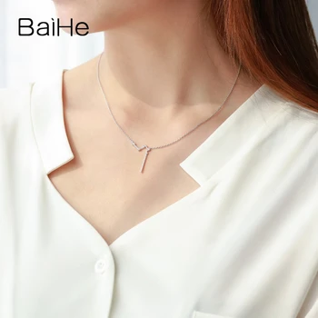 BAIHE Solid 18K Guld på 0,23 ct-Certificeret H/SI Ægte Naturlige Diamanter Kvinder Engagement Fine Smykker Gave Halskæder