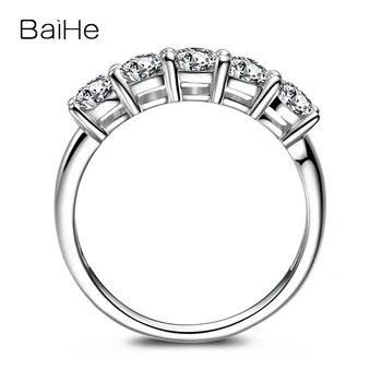 BAIHE Solid 18K Hvide Guld 0.65 ct H/SI-SI3 Naturlige Diamanter кольца Bryllup Trendy Fine Smykker Smuk Diamant Ring кольцo