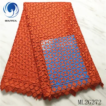 BEAUTIFICAL Nigerianske lace fabrics vandopløselige blonde stof Nye ankomst afican kemiske lace broderi stof 5yards ML2G272