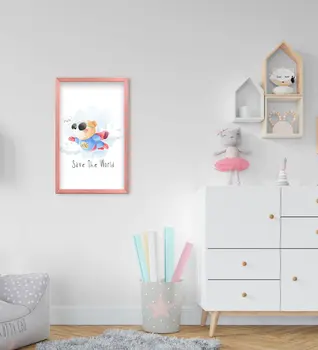 BK Hjem Helt Bamse Design Dekorativ Pink Træ Indrammet Kids Room Tablo-1