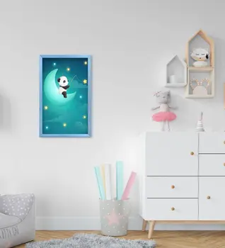BK Hjem Panda Design Dekorative Blå Træ Indrammet Kids Room Tablo-1