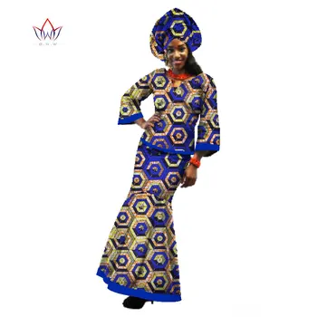 BRW Nye Mode Afrika Sæt Dashiki Top+ Nederdel Afrikanske Udskrive Sæt Tre Kvart Ærme Traditionel Afrikansk Tøj WY050