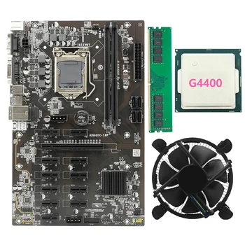 BTC-B250 Minedrift Bundkort Understøtter 12 GPU LGA1151 +G4400 CPU+DDR4 4G 2666MHZ Memory Stick + Sort Fan
