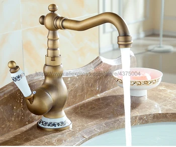 Badeværelse Sink Faucet Antik Bronze 360 Graders vending Håndvask Armatur vandhane Enkelt Håndtag Koldt og Varmt Vand Nnf511
