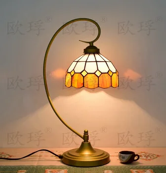 BaroqueTiffany bordlampe i Country-Stil Farvet Glas Lampe til Soveværelset sengelampe E27 110-240V