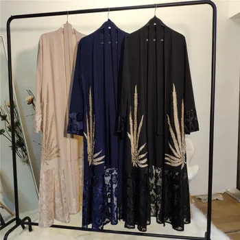 Beaded Carven Design, Syning Cardigan Robe Islamiske Dubai Muslimske Abaya abaya dubai tyrkiet muslimske kjole muslimske mode