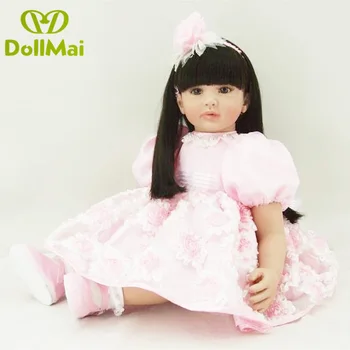 Bebes genfødt Pige dukker 60CM blød vinyl silikone reborn baby buksetrold pige princess dukke til barnet gave boneca