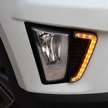 Bil LED Front Kofanger DRL kørelys med Bezel for Hyundai IX25-2016