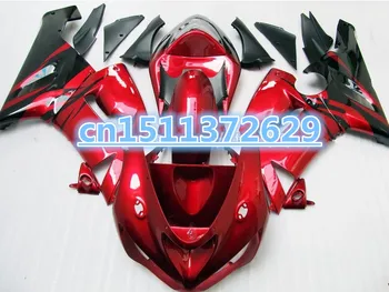 Bo Custom Motorcykel Fairing kit til KAWASAKI Ninja ZX6R 05 06 ZX-6R 636 2005 2006 ZX-6R black red hot Stødfangere sæt