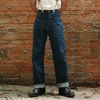 Bronson 12oz Raw Denim Jeans Årgang 1910 Mænd Arbejder, Blå Bukser, Straight Fit