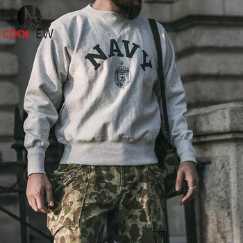 Bronson Naval Academy 580g Tungt Omvendt Vævning Sweatshirt Retro Klassiske Crewneck Print Sweatshirts