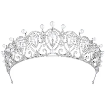 CC Bryllup Crown Diadem Tiara Bling Engagement Hår Tilbehør til Kvinder Bridal Fashion Smykker Elegante Fine Detaljer AN79