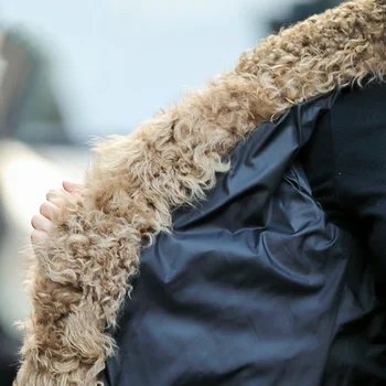 Casual street Vinter uld krave ned kvindelige jakke medium tynd længde varm tyk windbreakers bælte fast i ægte læder jakke