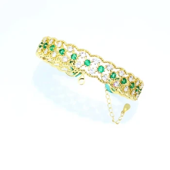 Charmerende lys-luksus-stil grønne smaragd-ædelsten halskæde 925 sterling sølv fine smykker, guld farve naturlige perle gave