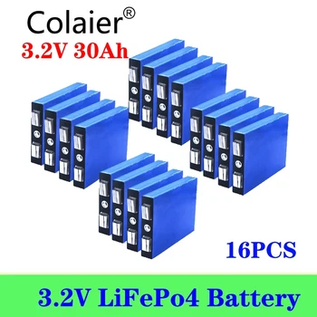 Colaier 16pcs 3.2 V 30Ah LiFePO4 Batteri Celle 30000mAh Lithium-Jern-Fosfat Dybt Cykler for Diy-12V 24V, 36V 48V golf