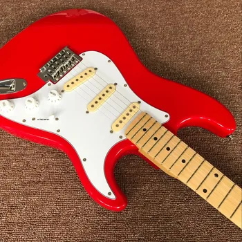 Custom shop rød farve elektrisk guitar,Ahorn gribebræt gitaar,musikinstrumenter håndarbejde 6 Strenge guitarra