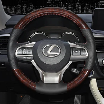 DIY hånd-syet mahogni læder rattet dækning for Lexus ES200 NX200 RX300 ES300h UX