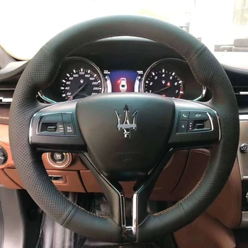 DIY håndsyet læder rat dække for Maserati Ghibli Levante Quattroporte