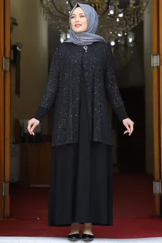 Damer Tøj, Hijab Aften Kjole - Muslimske Dubai Mode Arabien Islam, Ramadan Abaya Hijab Kaftan Sæsonen% 100 Gjort i Tyrkiet