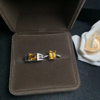 Den Bedste gave Til Din Kæreste Par Ringe Naturlige Og Ægte Citrin elskers Ring 925 sterling sølv til din Kæreste