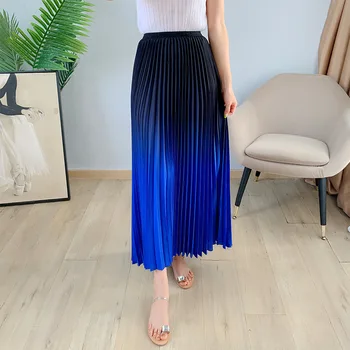 Den japanske designer Issey Miyake halv længde nederdel kvindelige efteråret høj talje mid-længde nederdel gradient plisseret nederdel