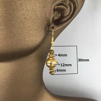 Dingle øreringe Og Slip 24k Guld Malet Glass Beaded Håndlavet Kvinde Mode Smykker Lavet I Tyrkiet