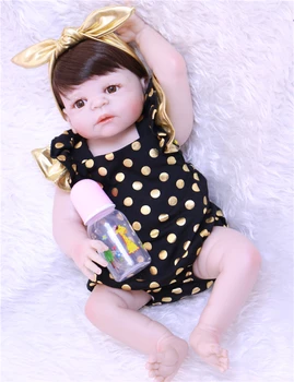 DollMai Babyer Prinsesse Reborn Dukker Pige 57CM Fuld Silikone vinyl Baby Badekar Toy Super Realistisk Dukke Bebes Genfødt doll