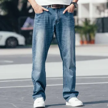 Elastiske Jeans Foråret Efteråret Mænd, er Denim Bukser Herre Løs Lige Lange Bukser Casual Jeans Mænd Bunde