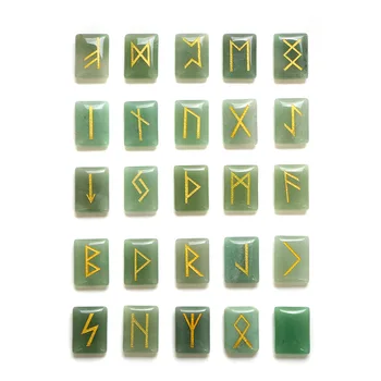 Engros 25pcs/Set natursten Tiger eye Viking Runer Amulet Sæt Reiki Healing-Krystaller Divination Tumlede rektangel Sten
