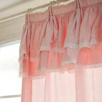 Et par Øko-venligt Nye færdig Bomuld fiber pink gardin børn, soveværelse med valance 70% skygge blind gardin