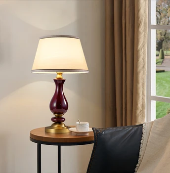 Europæiske Kobber bordlampe, der Bor utrolig dejligt hotelværelse American Vintage Keramik Luksus-Desk Lys Bed Side Lampara De Mesa Dekoration EB5TD
