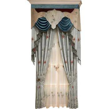 Europæiske luksus villa 3D jacquard relief Mørklægning gardiner til stuen Royal Tilpassede gardiner til Soveværelse/Køkken-Vinduet