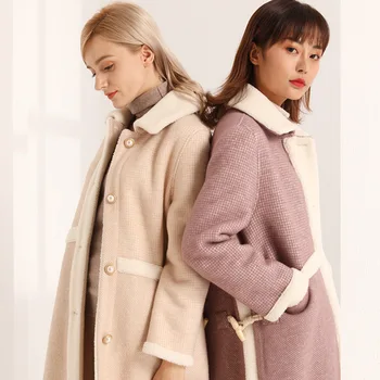 Europæiske og Amerikanske New Style Bedst sælgende af Høj kvalitet, Lang længde, Slanke Uldne Frakke Fashion Tendens Uld Kvinders Pels
