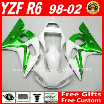 Fairing kit til YAMAHA YZF R6 98 99 00 01 02 grøn plast 1998 1999 2000 2001 2002 stødfangere kits Y6A2