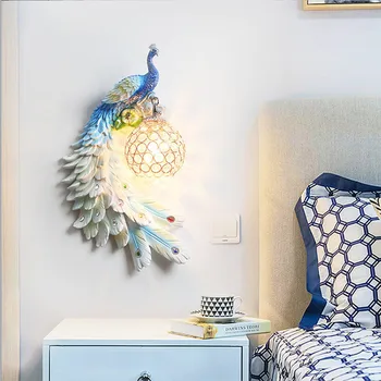 Farve Peacock væglampe Dot Bor Harpiks LED Væg Lampe til stuen Dekoration Soveværelse sengelampe