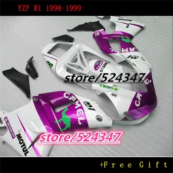 Fei-stødfangere er fastsat for 1998 1999 YZF-R1-lilla hvid sort YZF R1 98 99 brugerdefinerede fuld kåbe kit Motorcykel Tilbehør & Reservedele