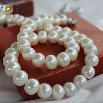 Fine Smykker Naturlige farve 10-11mm stor, lys, naturlige ferskvands perle halskæde i klassisk 925 Sølv lås