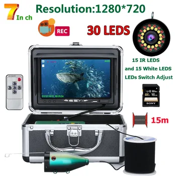 Fishfinder Undervands Fiskeri Kamera HD DVR 1280*720 Skærm Dobbelt Lampe 1080P 15m/30m-Kamera til Fiskeri 16GB Optagelse