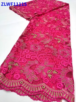 Flower Style Afrikanske bomuldsstof Mode Nigerianske To mesh farve broderi I For Kvinder Party Dress ZLWF11115