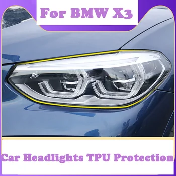 For BMW X3 2018 2019 2020 2021 Bil Forlygter Gennemsigtige TPU Beskyttelse Film Udvendige Bil Lys Klistermærker 2STK Auto Tilbehør