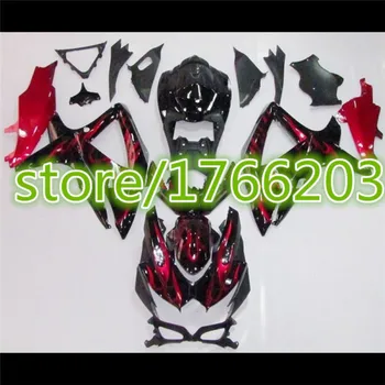 For GSXR600/750 K8 2008 2009 2010 08 09 ABS Fairing Kits GSXR600 750 08 09 10 Red Flame Black