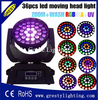 Fremme!!! Zoom 36x18w RGBWA UV-6 i 1 Vask LED moving head light