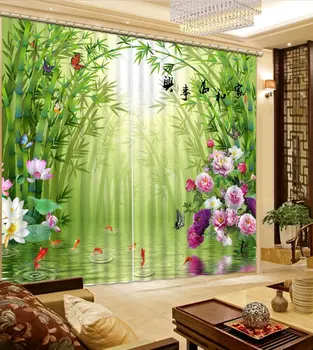 Gardiner til soveværelset Bambus blomster luksus stue gardiner moderne tyl gardiner køkken gardiner